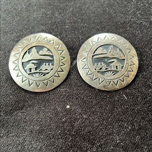 Silver Signed Scenic Earrings